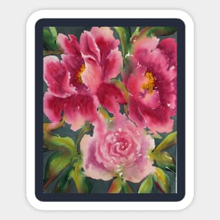 Peony Bloom Watercolor Painting Sticker